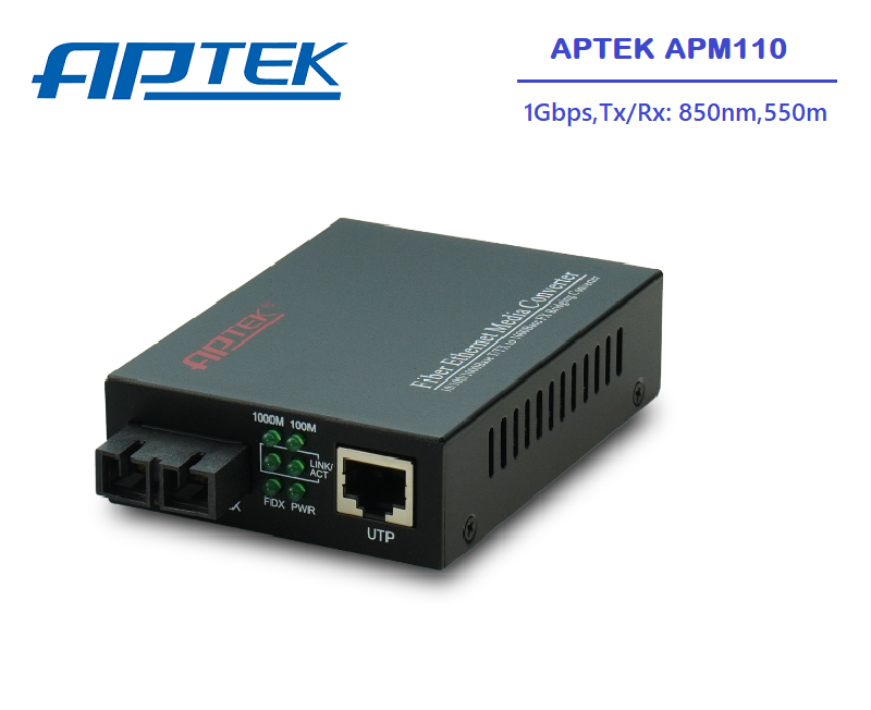 Bộ chuyển đổi quang điện 2 sợi cap APTEK APM110